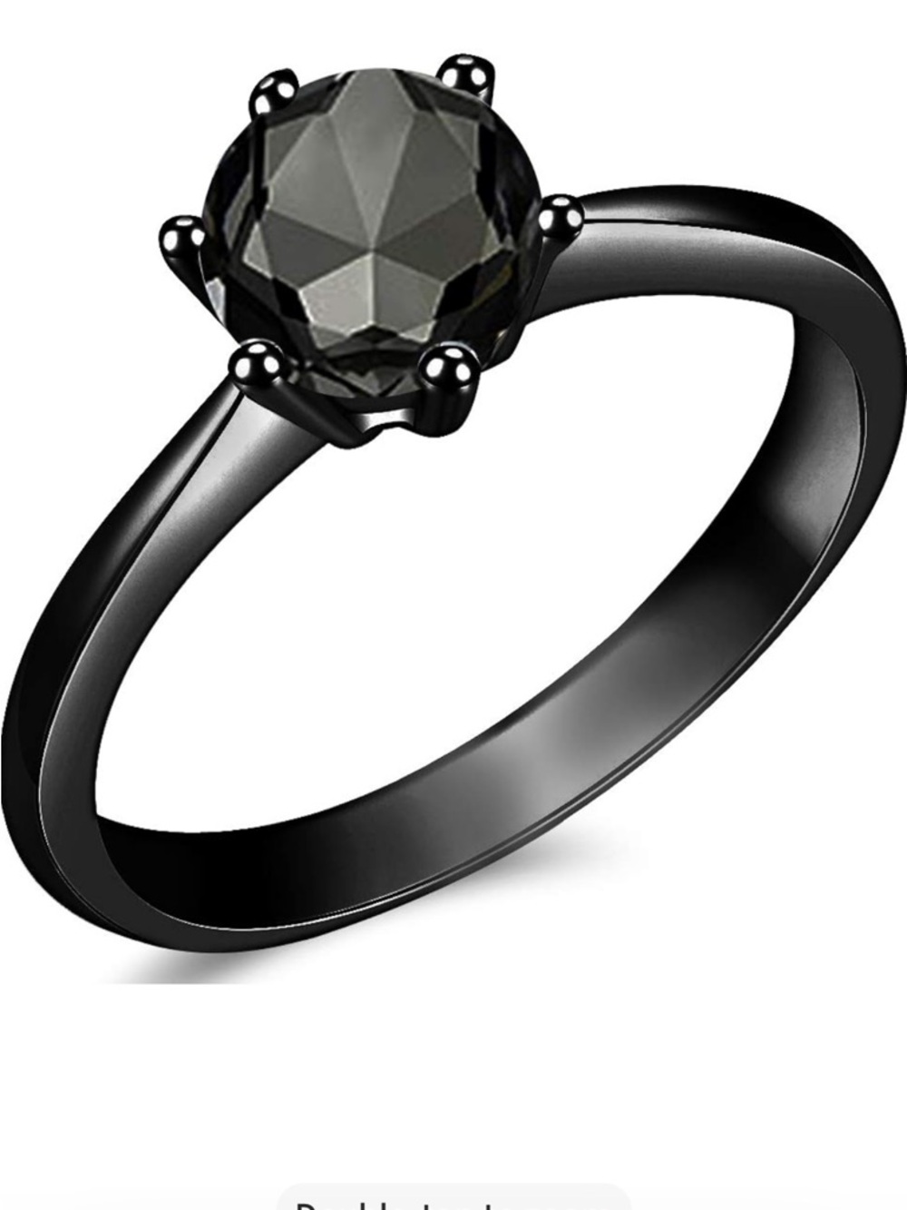 NWT Black Stainless Steel Solitaire & Black Cubic Zirconia. Size 10.